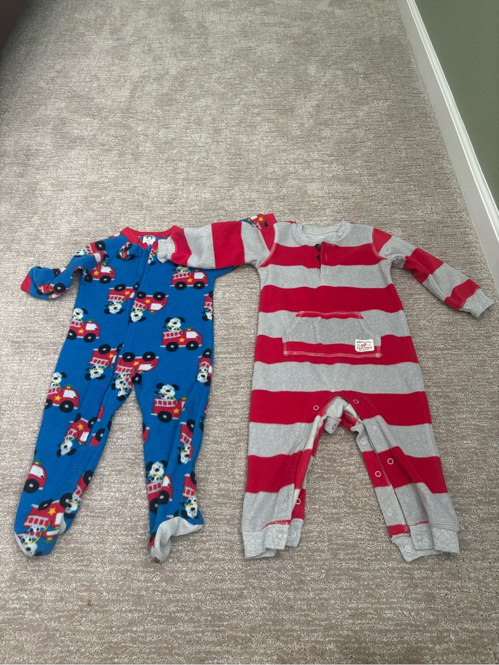Kids Red & Gray Stripe One-Piece Romper